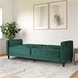 Elara Channel Tufted Transitional Convertible Sofa - Futon in Emerald Green Velvet