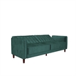 Elara Channel Tufted Transitional Convertible Sofa - Futon in Emerald Green Velvet