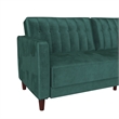 Elara Channel Tufted Transitional Convertible Sofa - Futon in Emerald Green Velvet