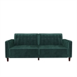 Elara Channel Tufted Transitional Convertible Sofa - Futon in Emerald Green Velvet