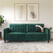 Elara Channel Tufted Transitional Convertible Sofa - Futon in Emerald Green Velvet