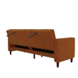Elara Channel Tufted Transitional Convertible Sofa - Futon in Camel Faux Leather