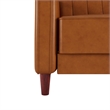 Elara Channel Tufted Transitional Convertible Sofa - Futon in Camel Faux Leather