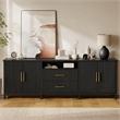 Modern Fluted TV Stand for TVs up to 100 Inch Black