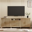 Modern Fluted TV Stand for TVs up to 100 Inch Light Wood Finish
