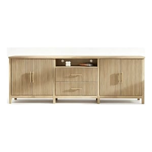 Modern Fluted TV Stand for TVs up to 100 Inch Light Wood Finish