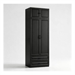 Armoire Closet with Hanging Rod w/ 4 Doors & 2 Drawers Black