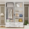 Large Armoire Closet with 4 Drawers & Hanging Rod White