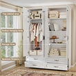 Large Armoire Closet with 4 Drawers & Hanging Rod White
