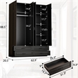 Modern Large Armoire Closet with 4 Drawers & Hanging Rod Black