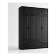 Modern Large Armoire Closet with 4 Drawers & Hanging Rod Black