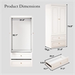 Modern Wardrobe Armoire with 2 Drawers & Hanging Rod White