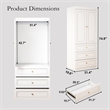 Modern Armoire Closet with Hanging Rod & 3 Drawers White