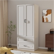 Armoire Wardrobe Closet with 2 Doors & 2 Drawers White