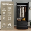 Armoire Wardrobe Closet with 2 Doors & 2 Drawers Black