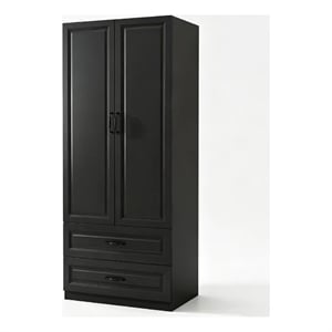 Armoire Wardrobe Closet with 2 Doors & 2 Drawers Black