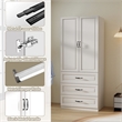 Wardrobe Armoire with 3 Drawers & Hanging Rod White