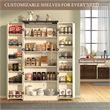 Farmhouse Pantry Cabinet with LED Light & Barn Doors Cream White