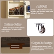 Farmhouse Pantry Cabinet with LED Light & Barn Doors Cream White
