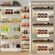 Farmhouse Pantry Cabinet with LED Light & Barn Doors Cream White