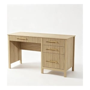53.5&quot Executive Desk with 4 Drawers & File Cabinet Light Wood Finish