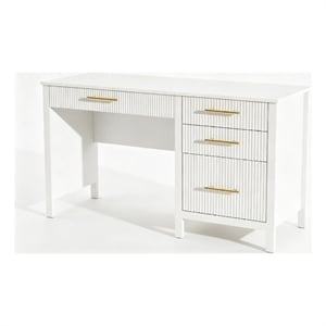 53.5&quot Executive Desk with 4 Drawers & File Cabinet White