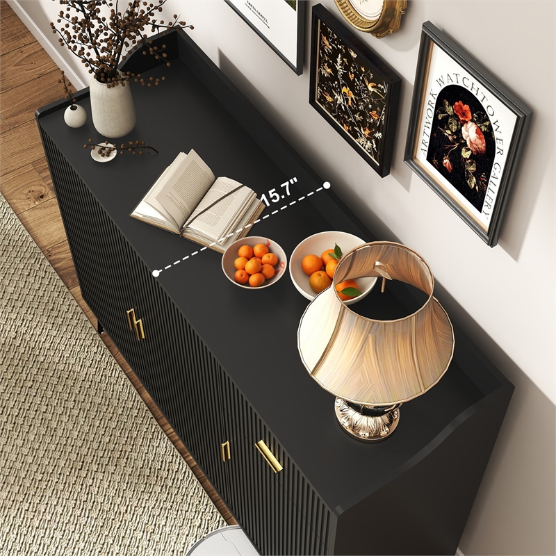 Modern Sideboard Buffet Cabinet with Adjustable Shelves Black