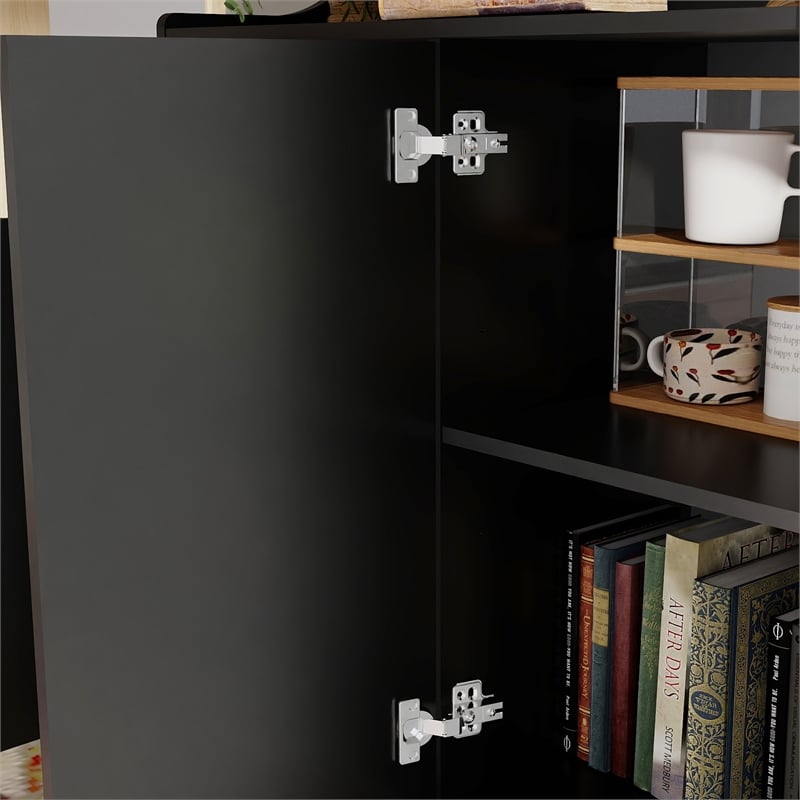 Modern Sideboard Buffet Cabinet with Adjustable Shelves Black
