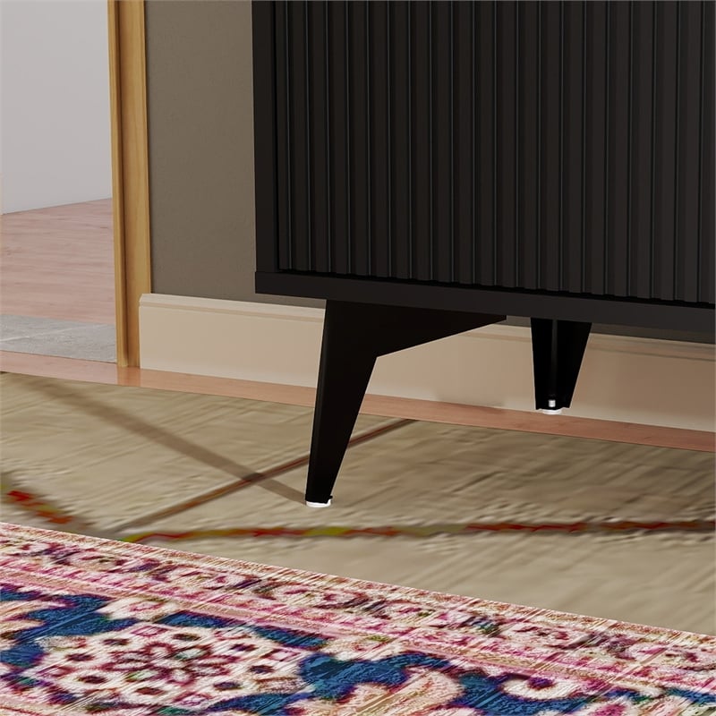 Modern Sideboard Buffet Cabinet with Adjustable Shelves Black