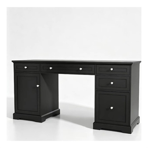 60&quot Executive Desk with File Drawer & 5 Drawers Black