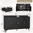 Modern Sideboard Cabinet with 4 Doors & 2 Drawers Black