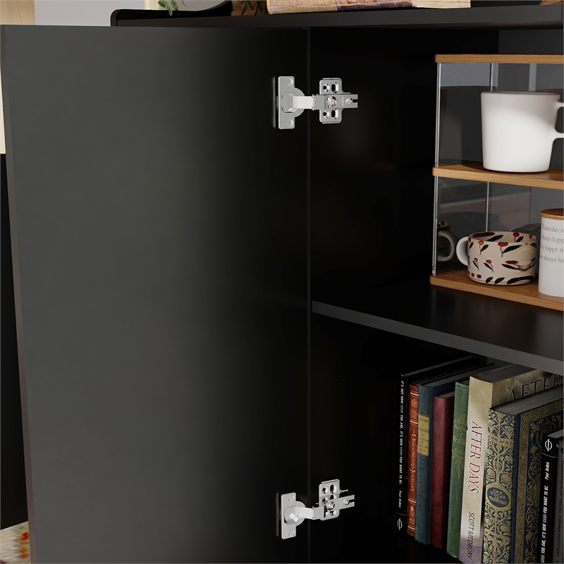 Modern Sideboard Cabinet with 4 Doors & 2 Drawers Black