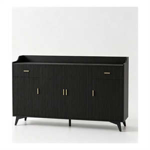 Modern Sideboard Cabinet with 4 Doors & 2 Drawers Black