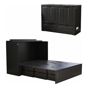 Full Size Murphy Bed Cabinet with Charging Station Black