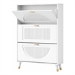 Modern Fluted Flip Drawer Shoe Cabinet for Entryway White