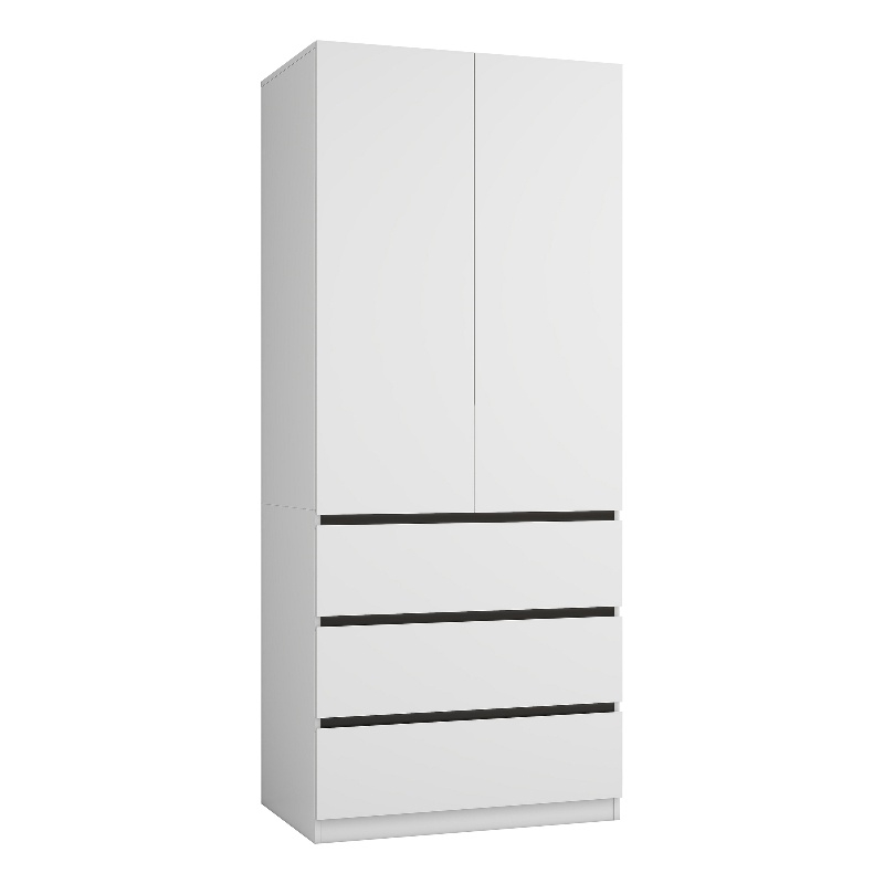 Armoire Wardrobe Closet with 3 Drawers & Hanging Rod White