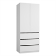 Armoire Wardrobe Closet with 3 Drawers & Hanging Rod White