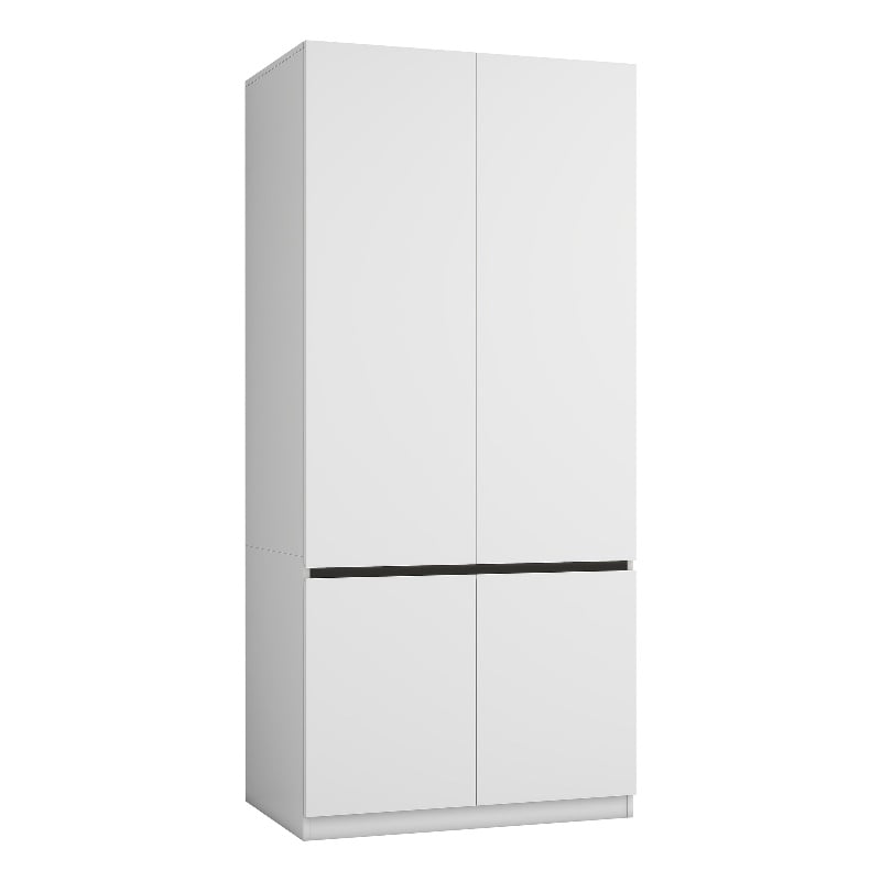 Modern Wardrobe Armoire with Hanging Rod for Bedroom White
