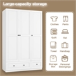 Modern 3-Door Wardrobe Armoire with 2 Drawers & Hanging Rods White