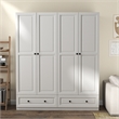 Modern Large Wardrobe Armoire with 4 Doors & 2 Drawers White