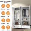 Modern Large Wardrobe Armoire with 4 Doors & 2 Drawers White