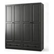 Modern Large Wardrobe Armoire with 4 Doors & 2 Drawers Black