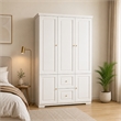 Wardrobe Closet with Hanging Rods & Drawers White