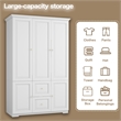 Wardrobe Closet with Hanging Rods & Drawers White