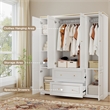 Large Armoire Closet with Hanging Rod & Storage Shelves White