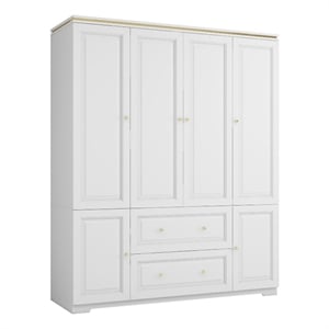 Large Armoire Closet with Hanging Rod & Storage Shelves White