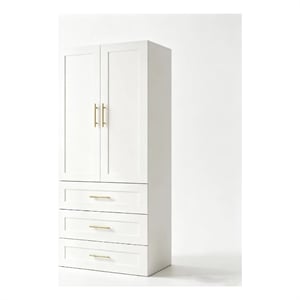 Armoire Wardrobe Closet with 3 Drawers & Hanging Rod White