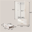 Wardrobe Armoire with Hanging Rod & 2 Large Drawers White