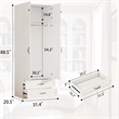 Armoire Closet with Hanging Rod w/ 4 Doors & 2 Drawers White