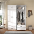 Armoire Closet with Hanging Rod w/ 4 Doors & 2 Drawers White